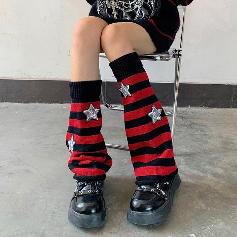 Women'S Emo Accessories - Kerst Gothic Streep Ontworpen Beenwarmers Lolita