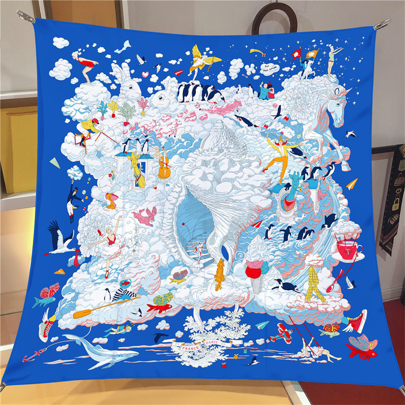 Silk Scarf Square - Pobing Twill Zijden Sjaal Vrouwen Euro