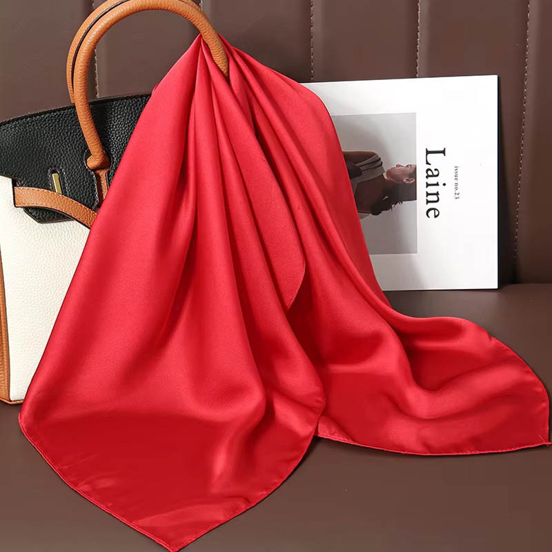 Silk Scarf Square - Luxe Effen Kleur Zijden Vierkante Sjaal