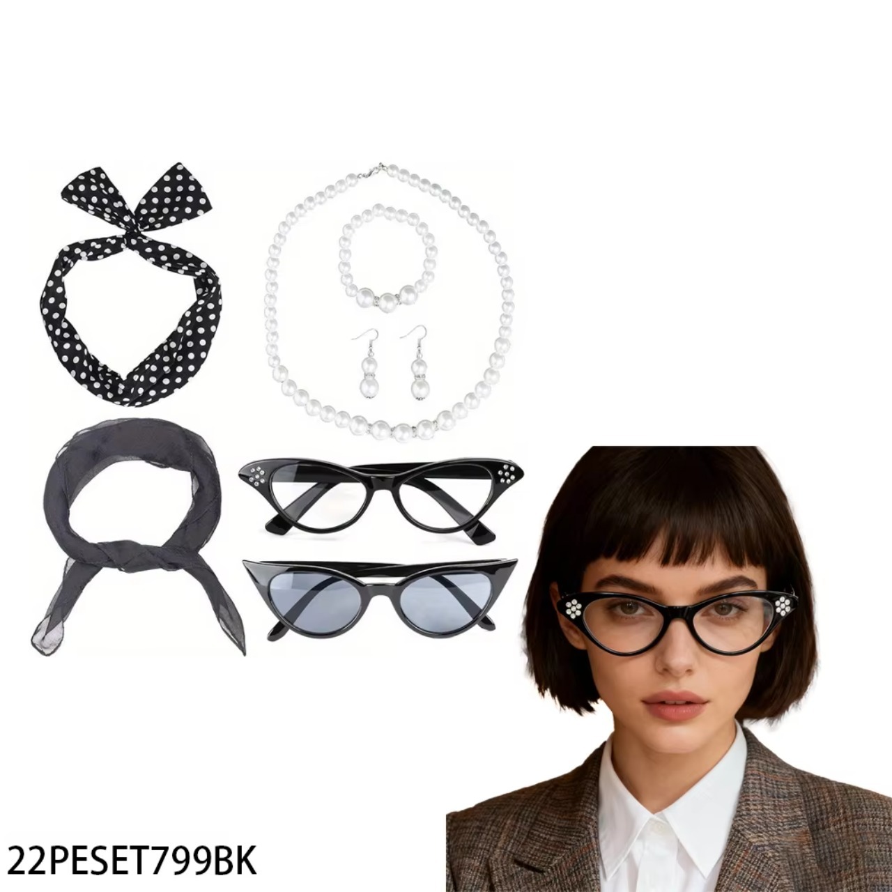 Women'S Accessories In The 1950S - PESENAR 50's Dameskostuumaccessoireset is geschikt voor