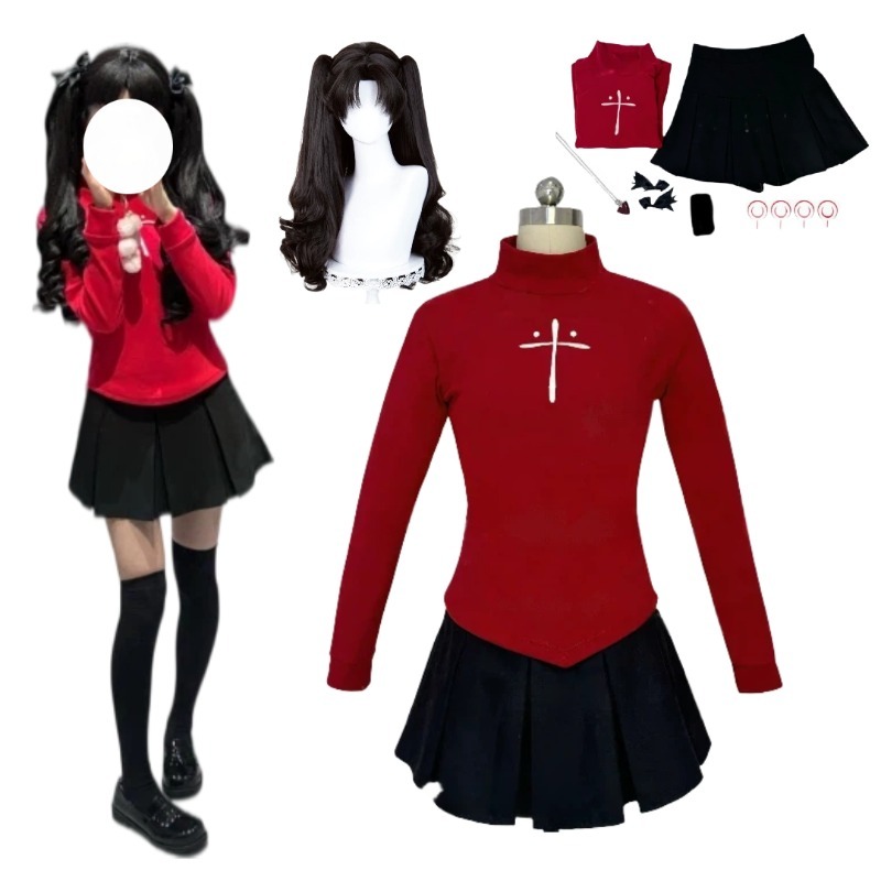 Anime Tohsaka Rin Cosplay Kost - Women'S Red Accessories recensie en prijs
